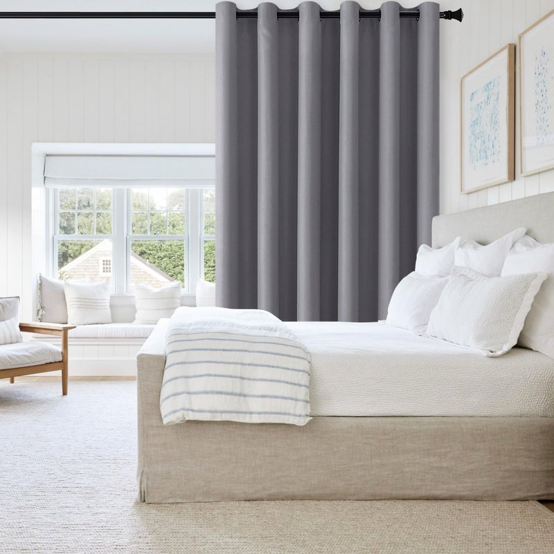 DWCN Total Privacy Room Divider Blackout Curtain - Thermal Curtains for Patio Door, Living Room, Bedroom Partition and Shared Office, 1 Grommet Divider Room Panel, 8.3ft Wide x 8ft Tall, Light Grey - Image 1